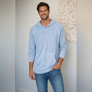 NWT - Tommy Bahama Blue and White Casual Classy Striped Hoodie XLT